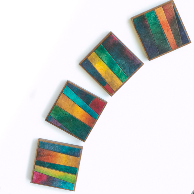 Square Magnets Striped Handmade Paper