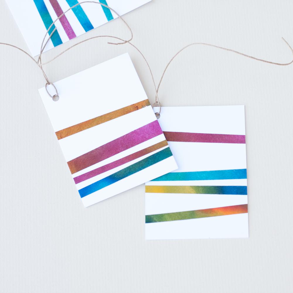 Gift Tag Handmade Paper Colorful Striped Set