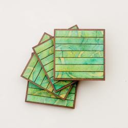 Handmade Paper Coasters Striped Green Batik